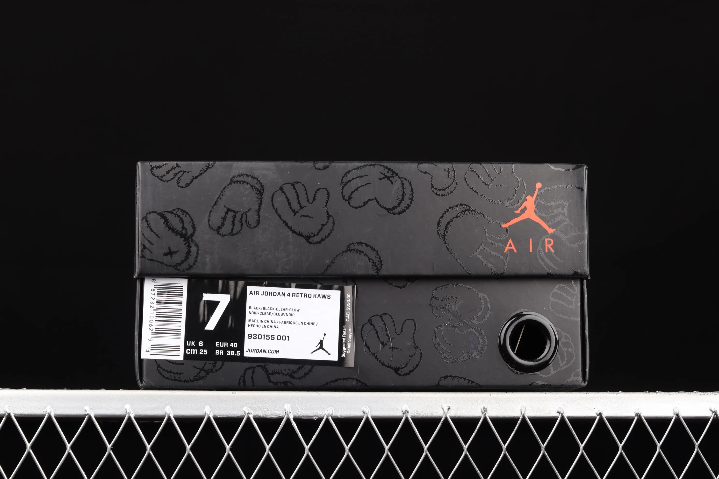 All categories Air Jordan Jordan series basketball shoes Air Jordan 4 G version Kaws x Air Jordan 4 Black AJ4 black suede luminous limited edition 930155-001